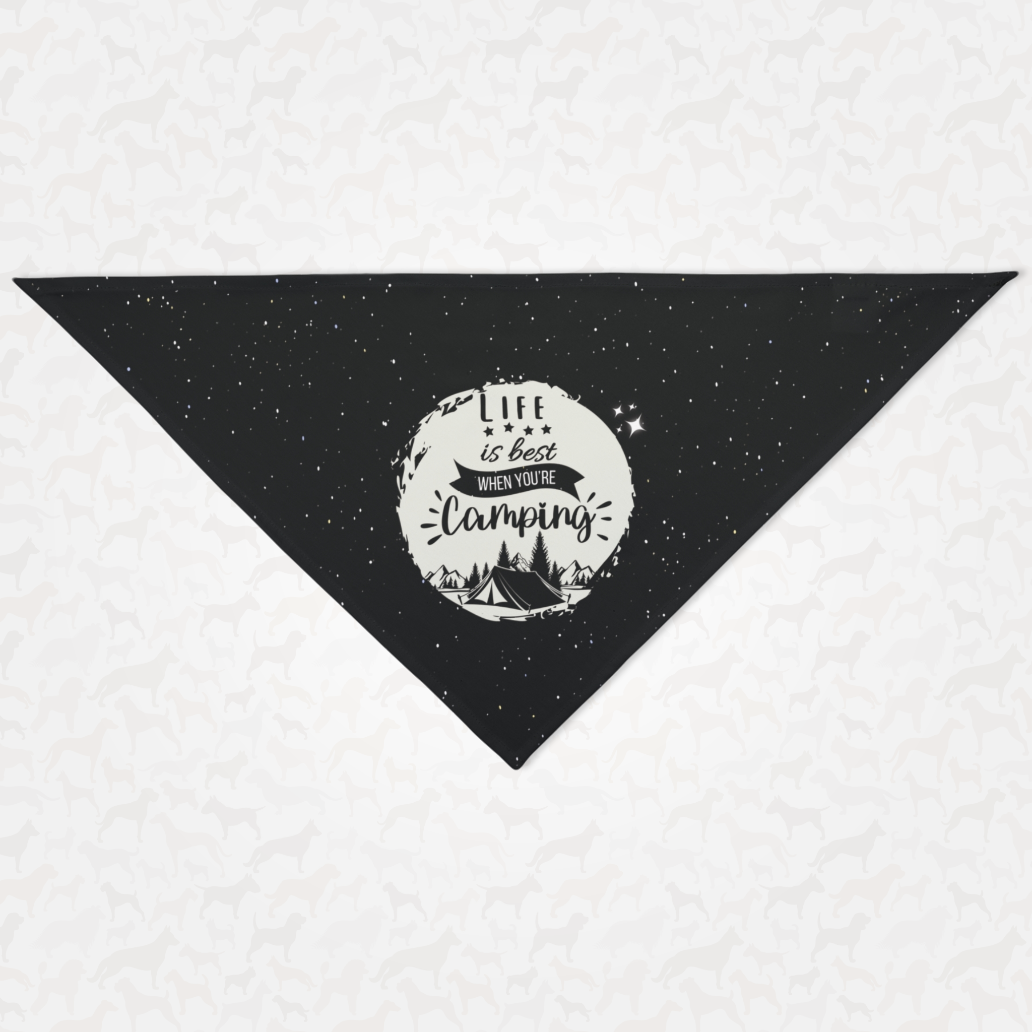 Adventure dog bandana saying Life Is Best When You're Camping.