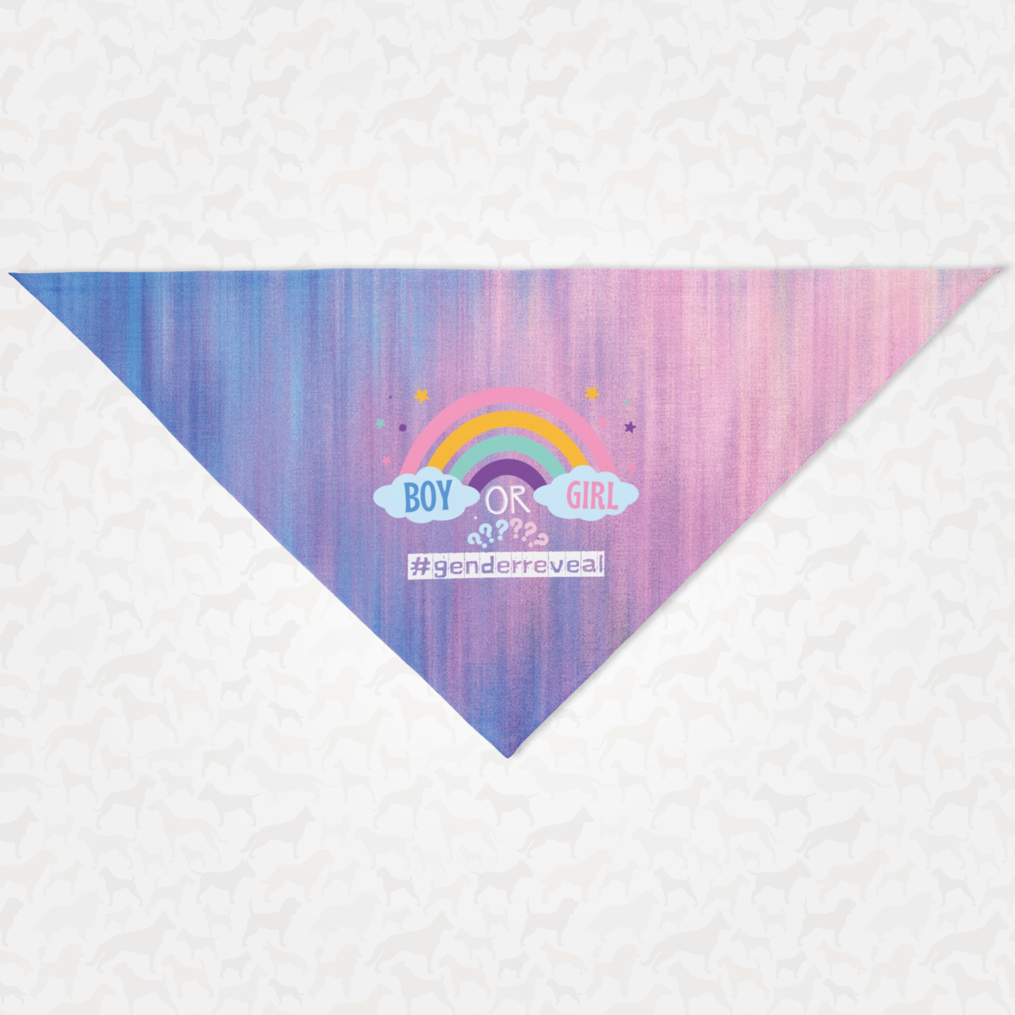 Gender reveal pregnancy announcement dog bandana saying "Boy or Girl?"