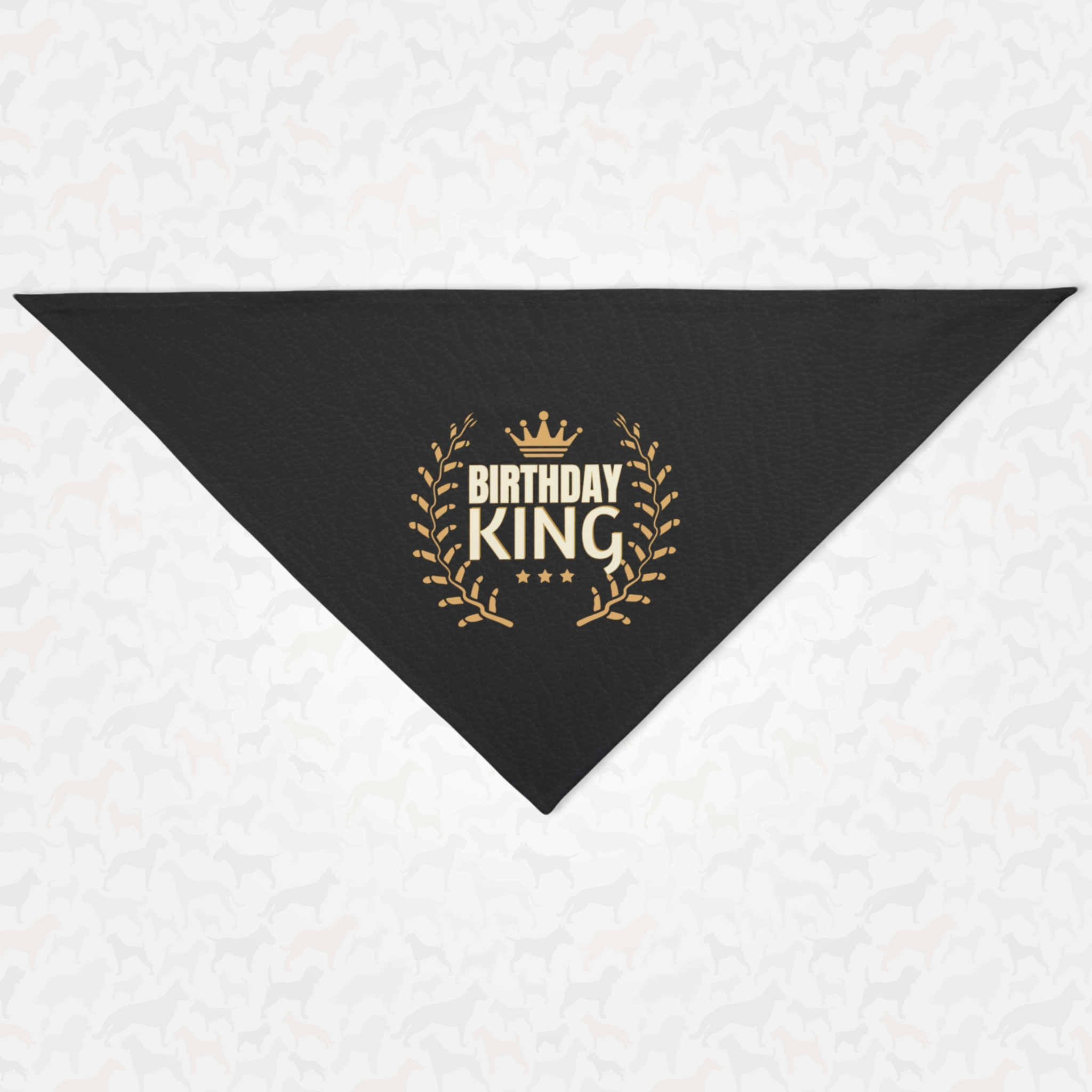 Birthday dog bandana with leather style print saying Birthday King.