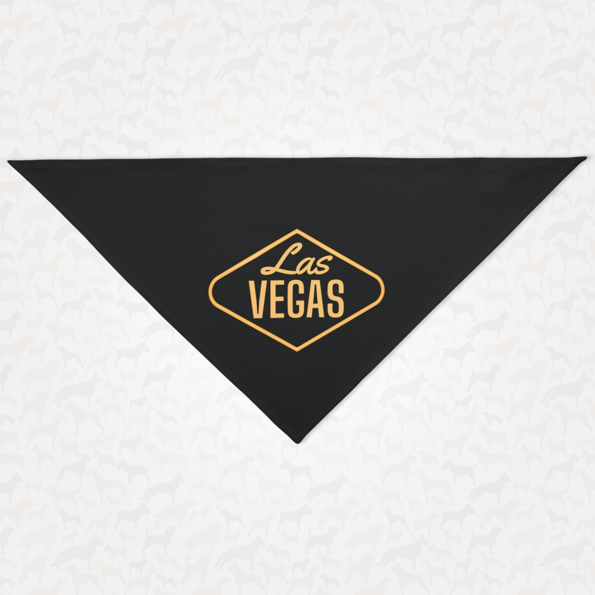 Black dog bandana saying "Las Vegas" in gold.