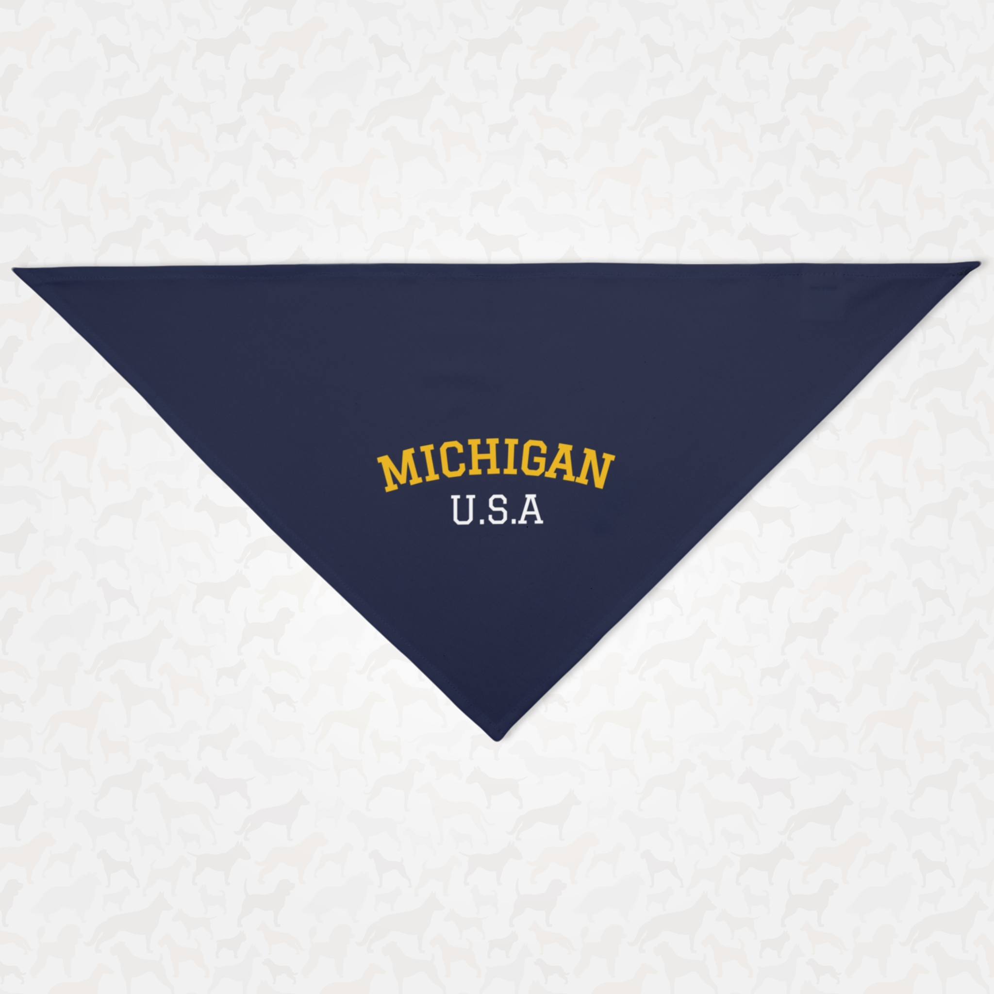 Blue dog bandana saying Michigan USA.