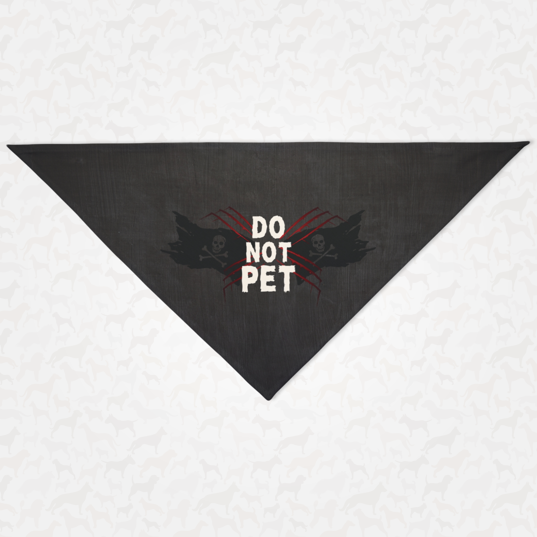 Caution dog bandana with pirate flag graphics saying Do Not Pet.