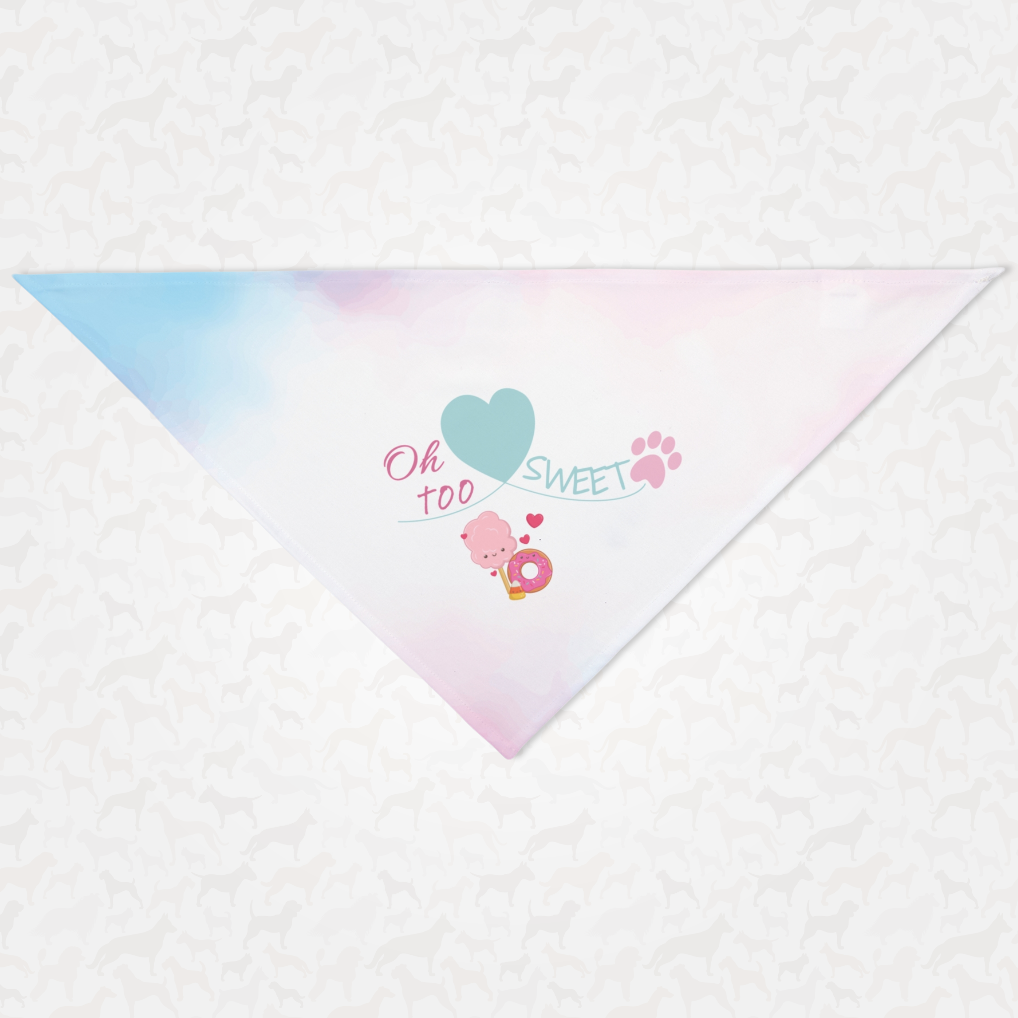 Cute blue and pink dog bandana saying Oh Too Sweet.