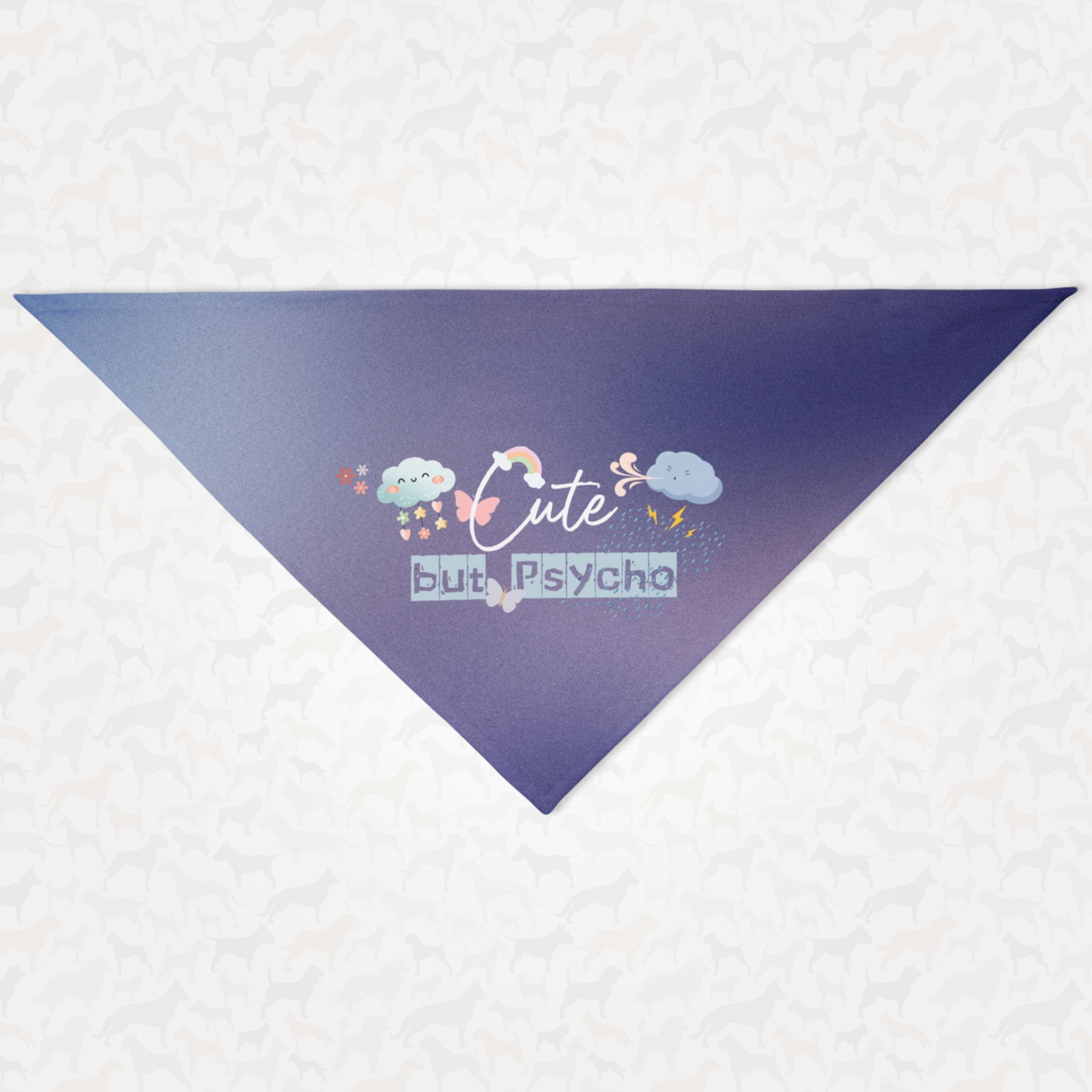 Cute blue dog bandana saying Cute But Psycho.