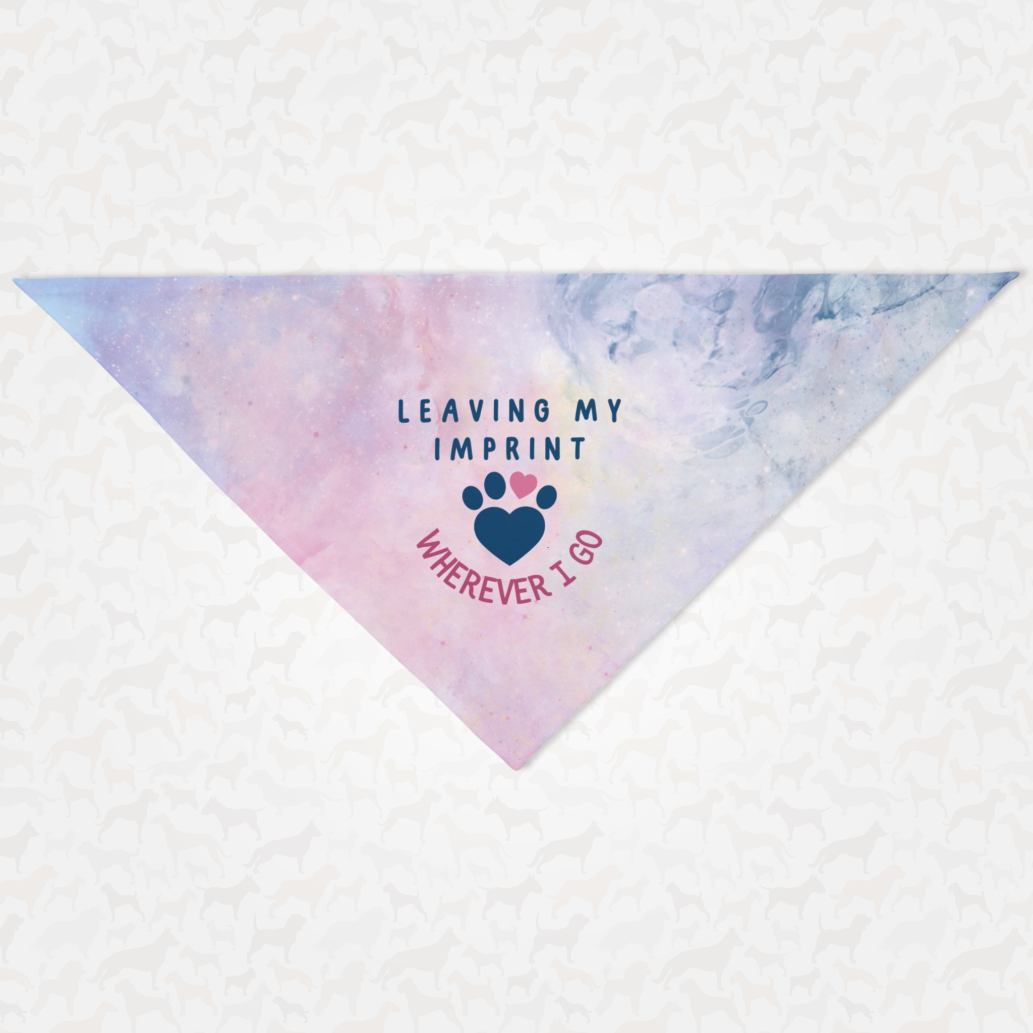 Cute colorful dog bandana saying Leaving My Imprint Wherever I Go.