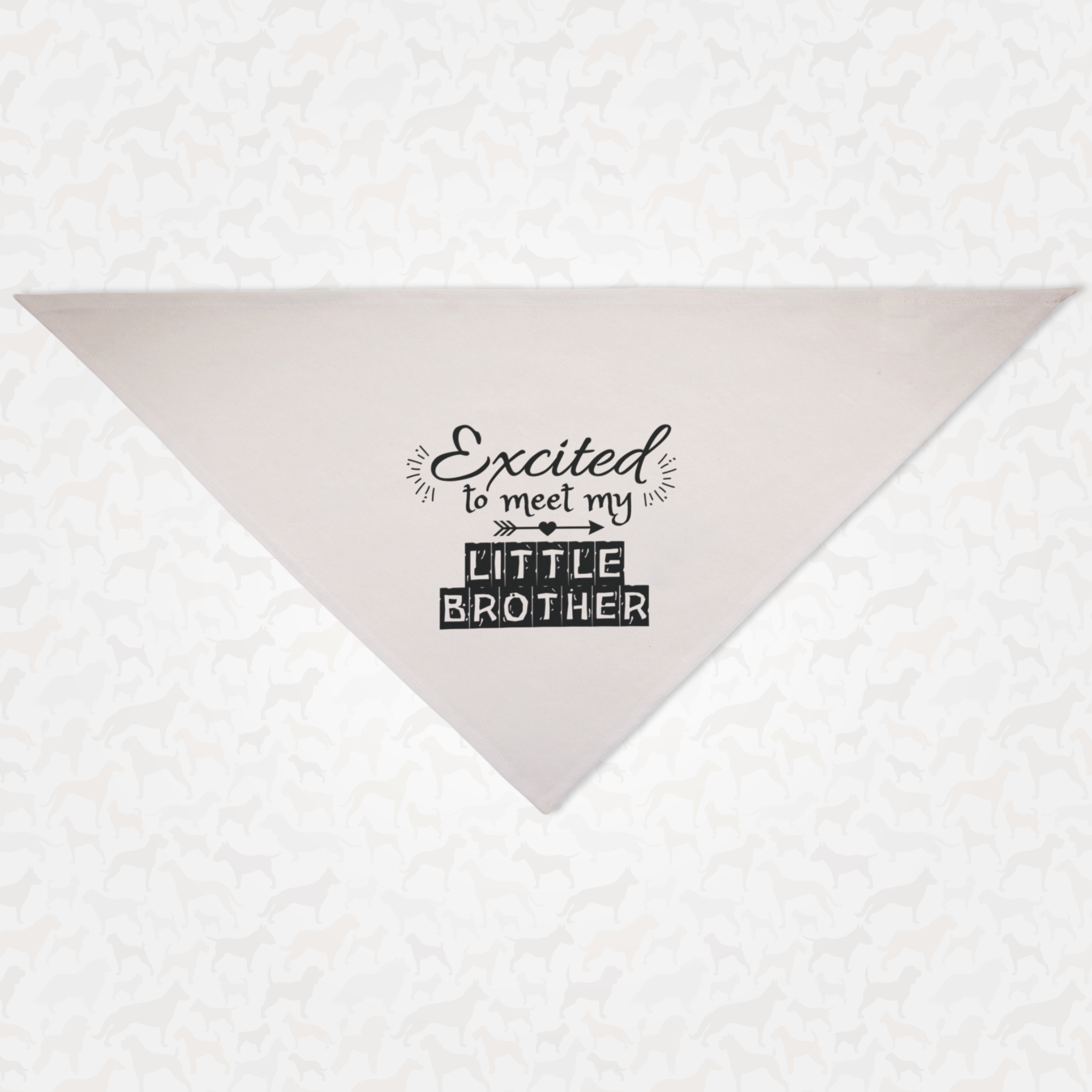 Cute dog bandana announcing pregnancy with "Excited to Meet My Little Brother" quote.