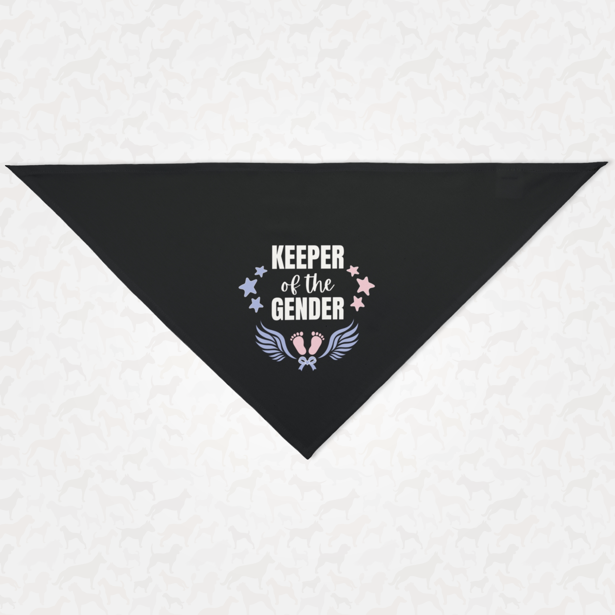 Cute pregnancy announcement dog bandana for gender reveals saying Keeper Of The Gender.