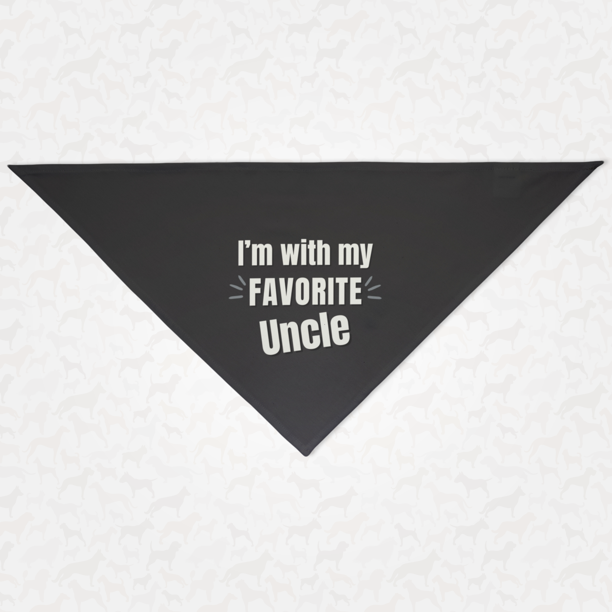 Cute dog bandana saying I'm With My Favorite Uncle.