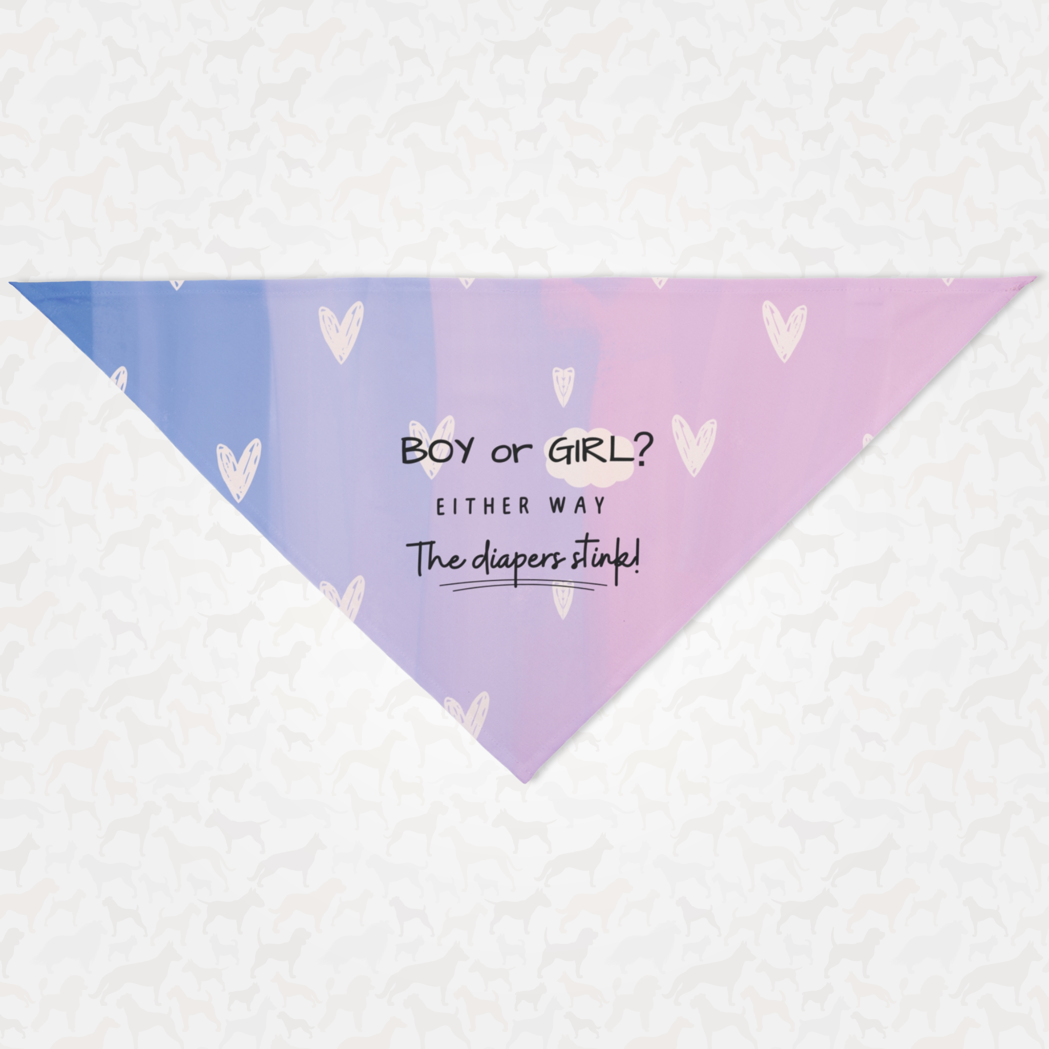 Cute and funny gender reveal pregnancy announcement dog bandana saying Boy Or Girl Either Way The Diapers Stink.