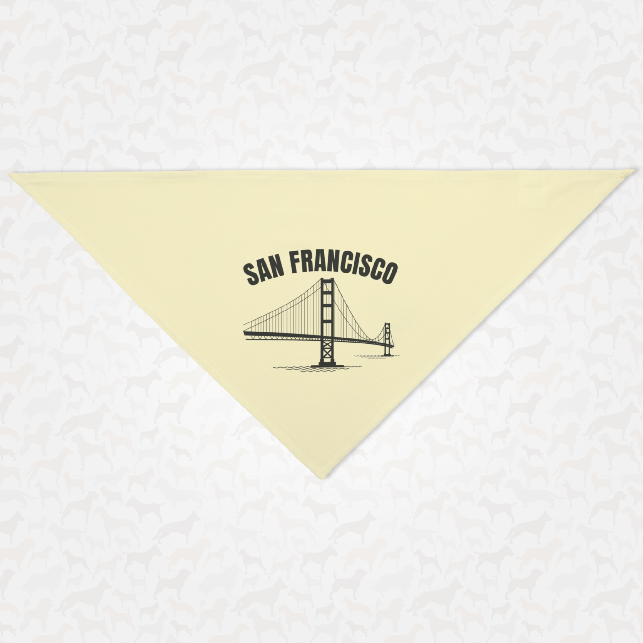 Dog bandana saying "San Francisco" along with a Golden Gate Bridge graphic.