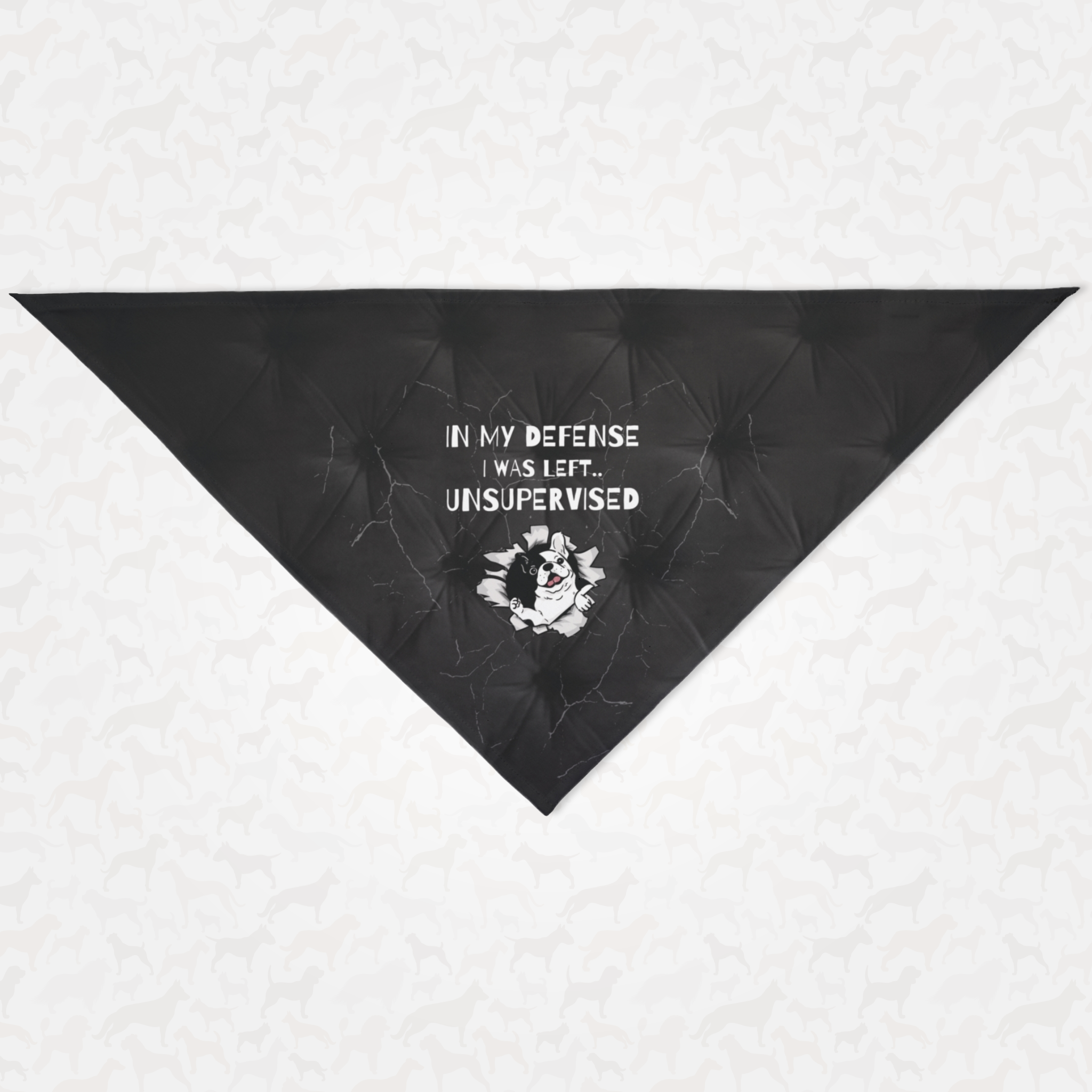 Dog handkerchief featuring funny naughty dog graphic.