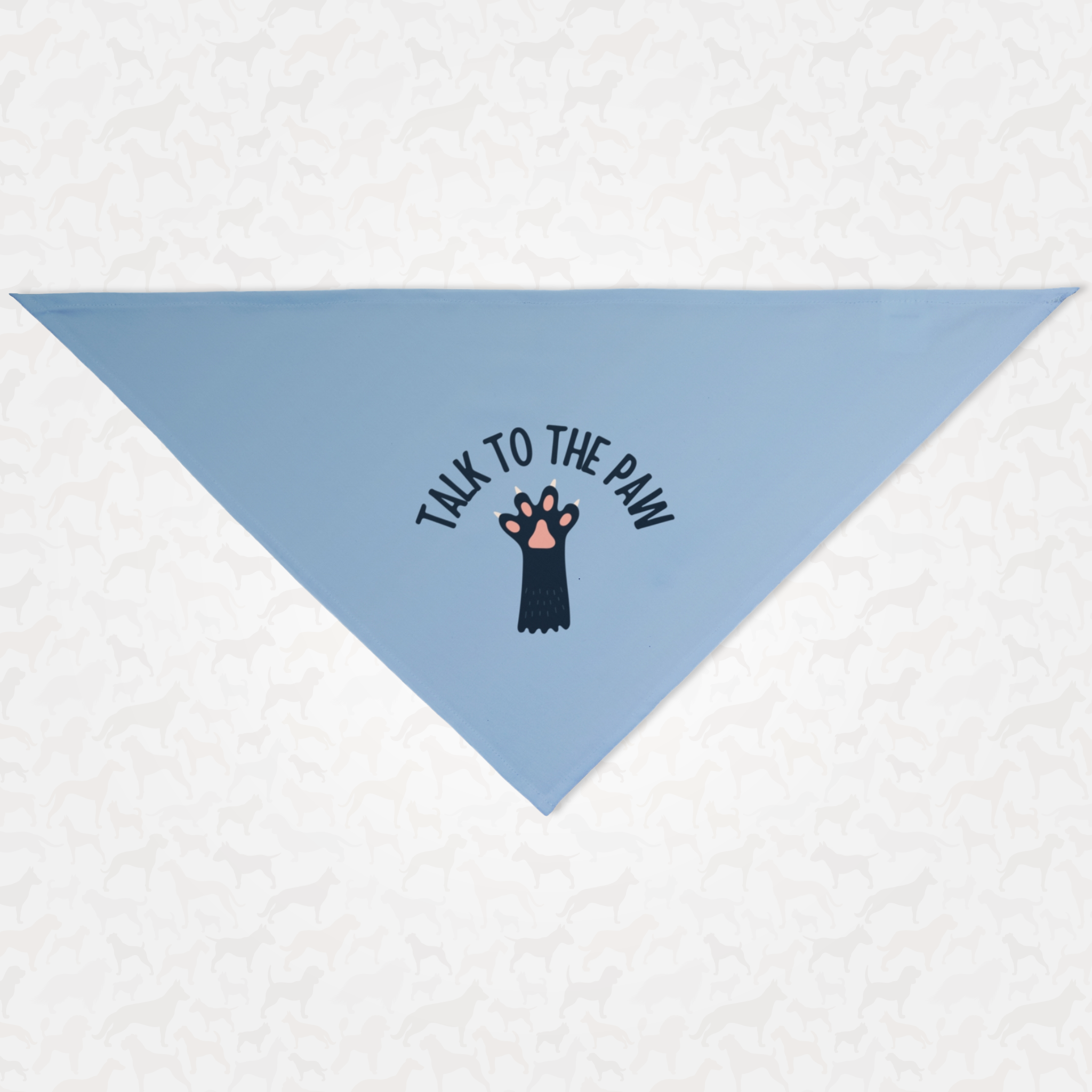 Funny blue dog bandana saying Talk To The Paw.