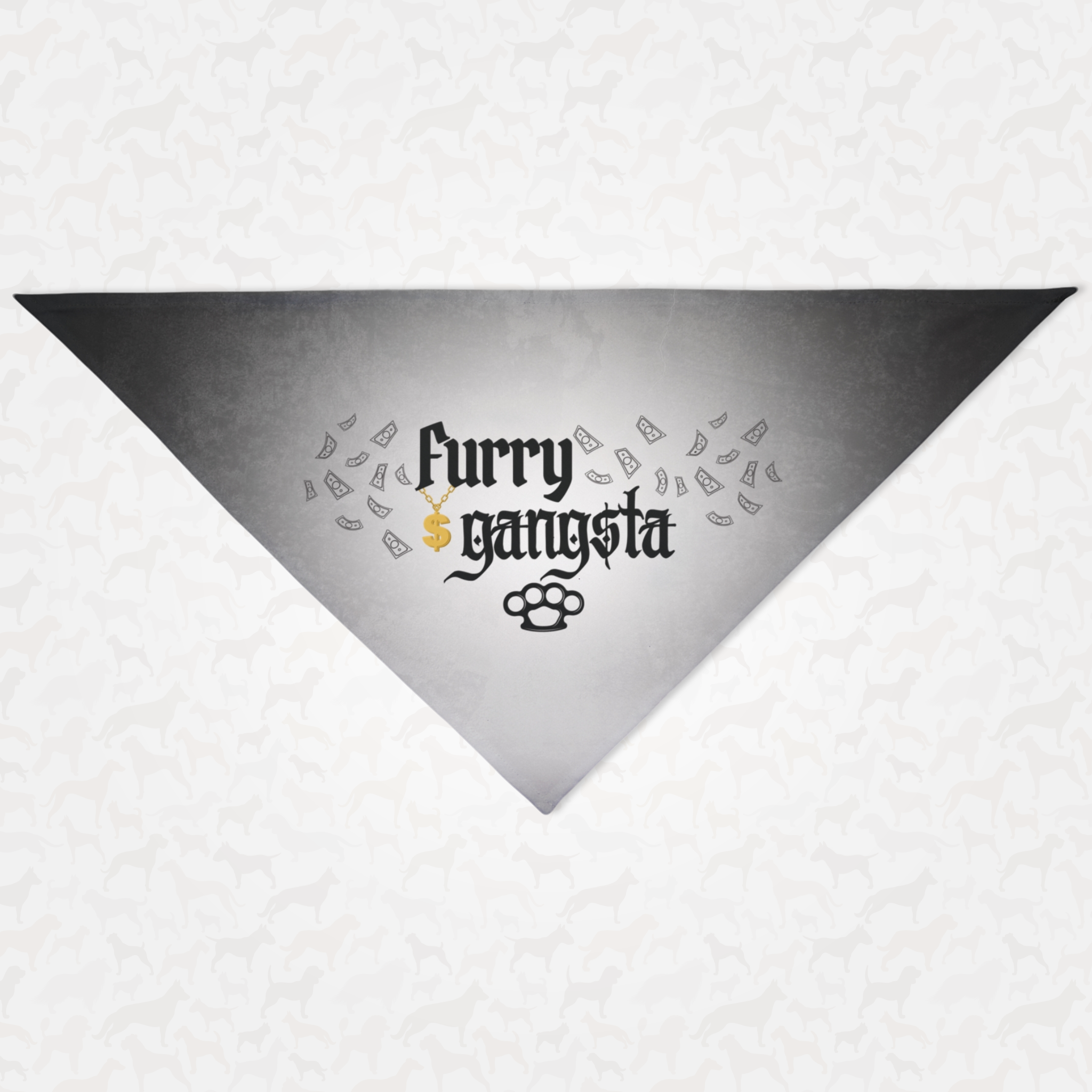 Funny dog bandana saying Furry Gangsta.