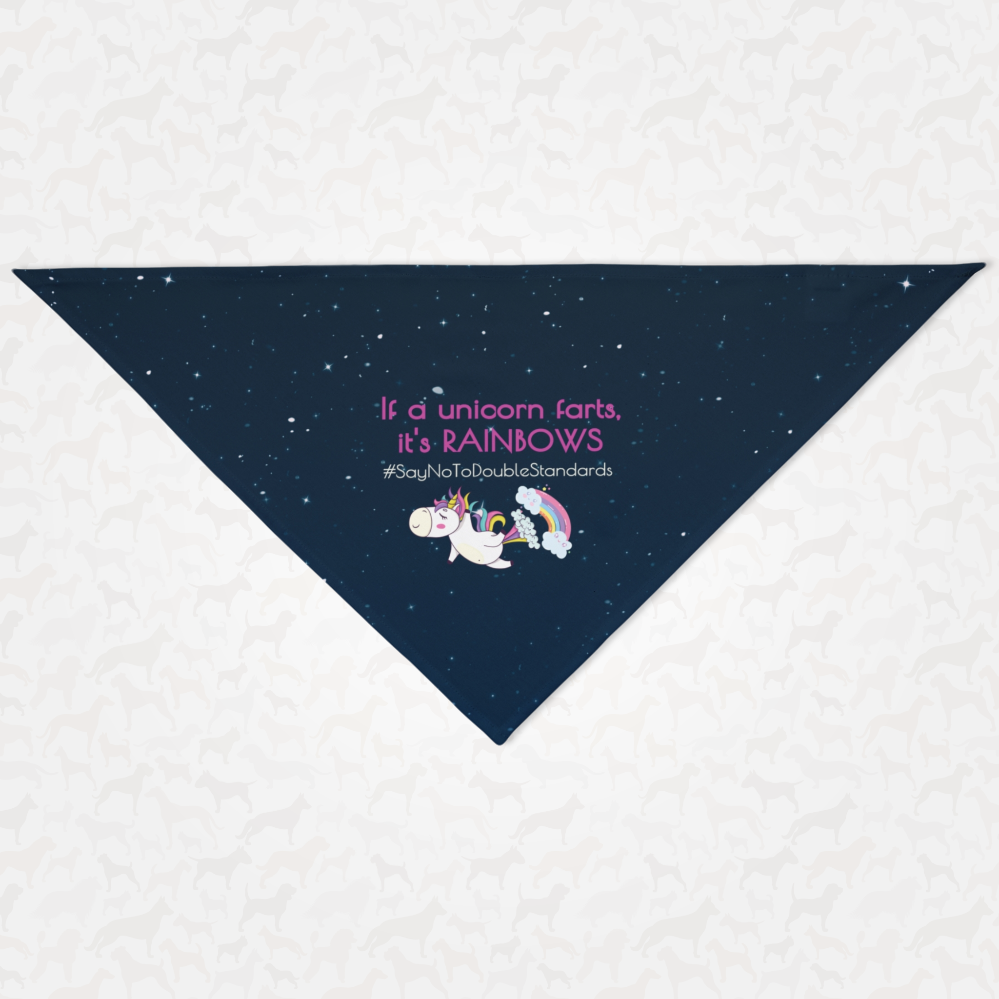 Funny dog bandana saying "If A Unicorn Farts, It's Rainbows."