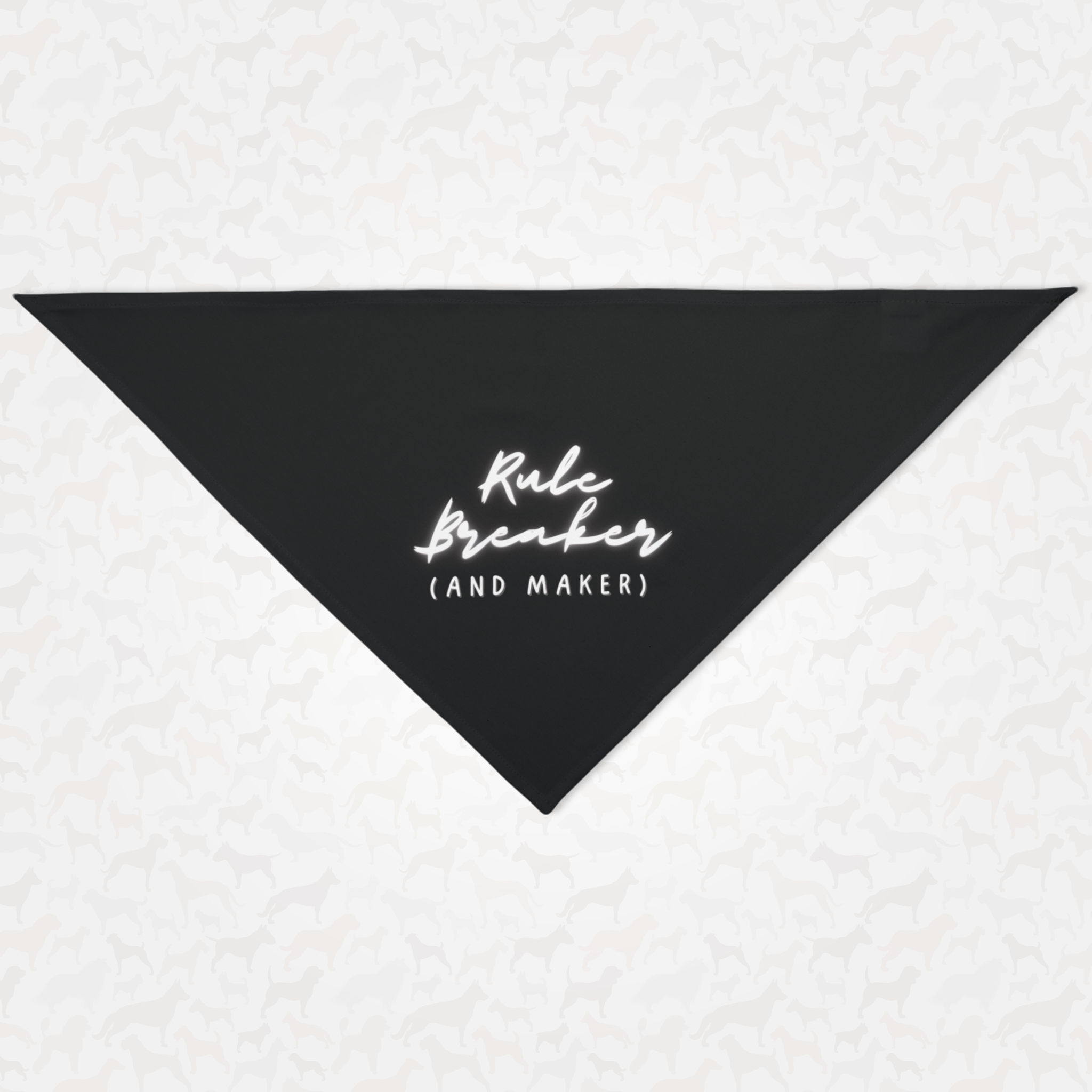 Funny naughty dog bandana saying "Rule Breaker and Maker."