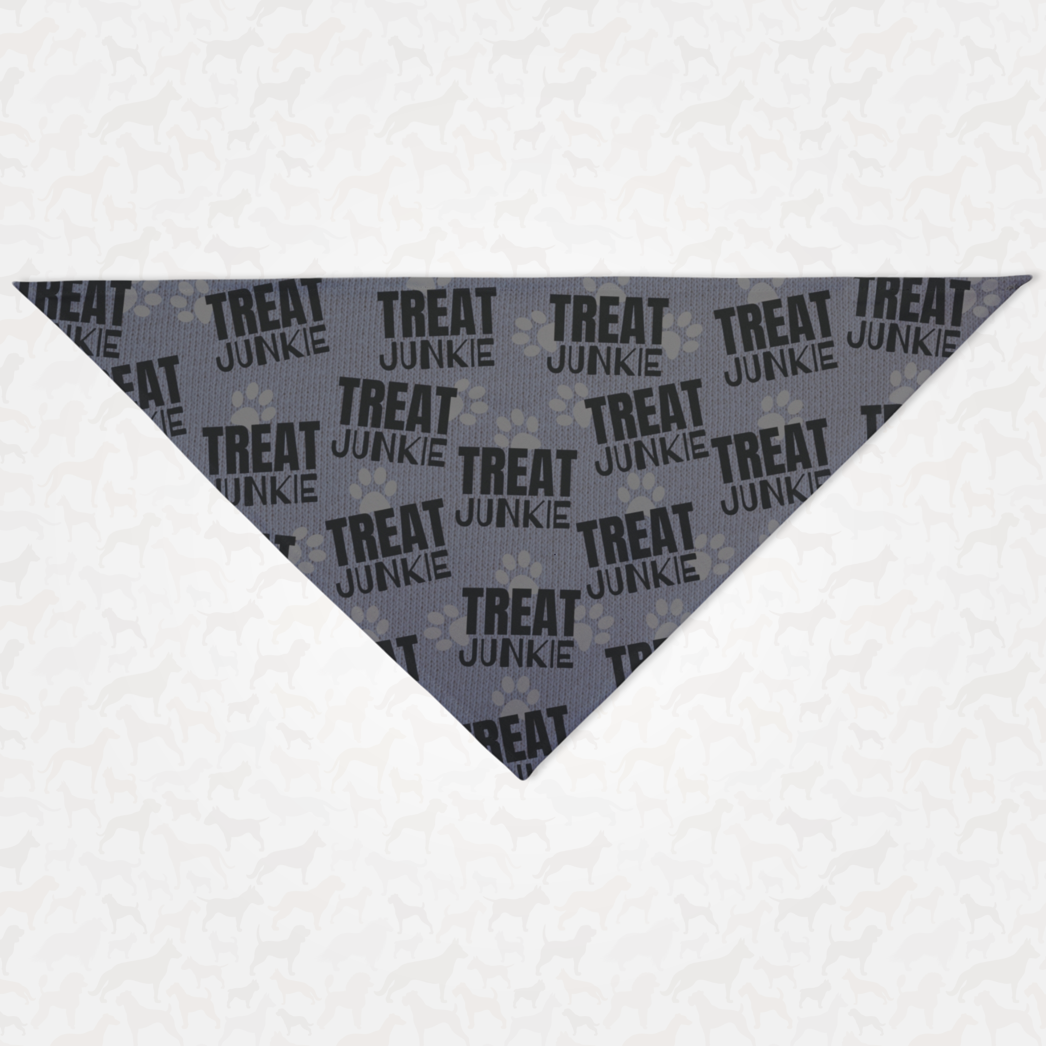 Funny pattern dog bandana saying Treat Junkie.