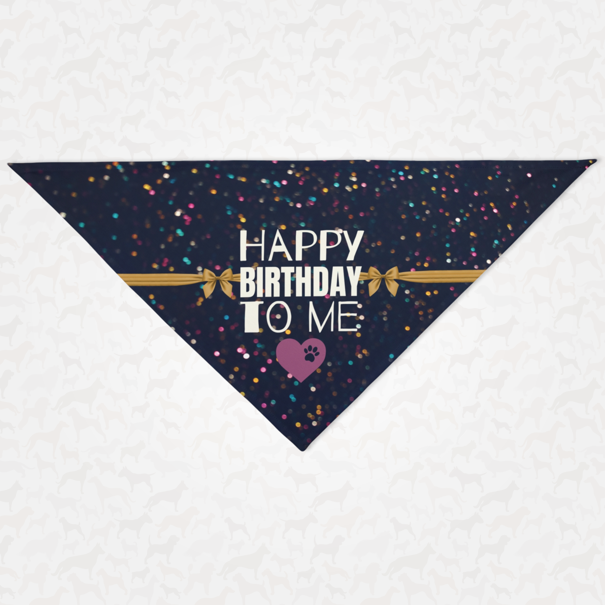 Happy Birthday To Me dog bandana with glitter print.