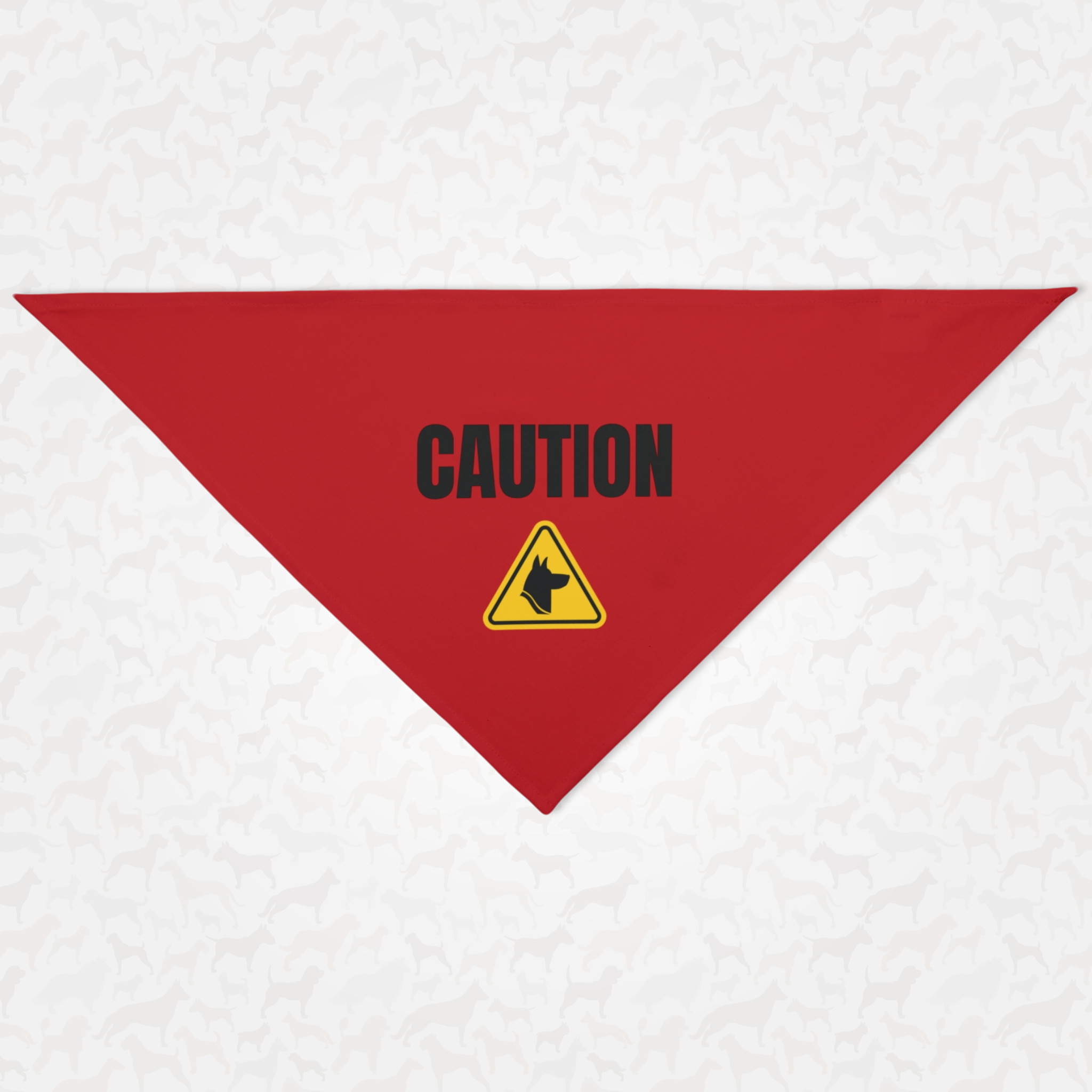Red caution warning dog bandana.