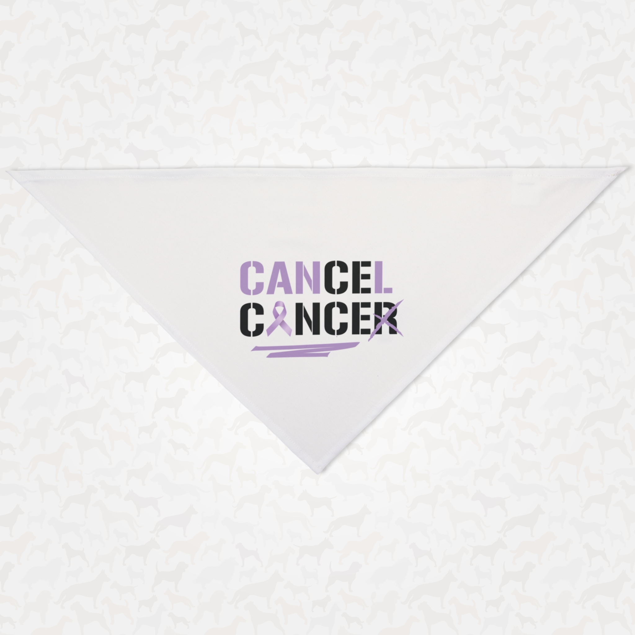 Cancer awareness dog bandana saying Cancel Cancer.