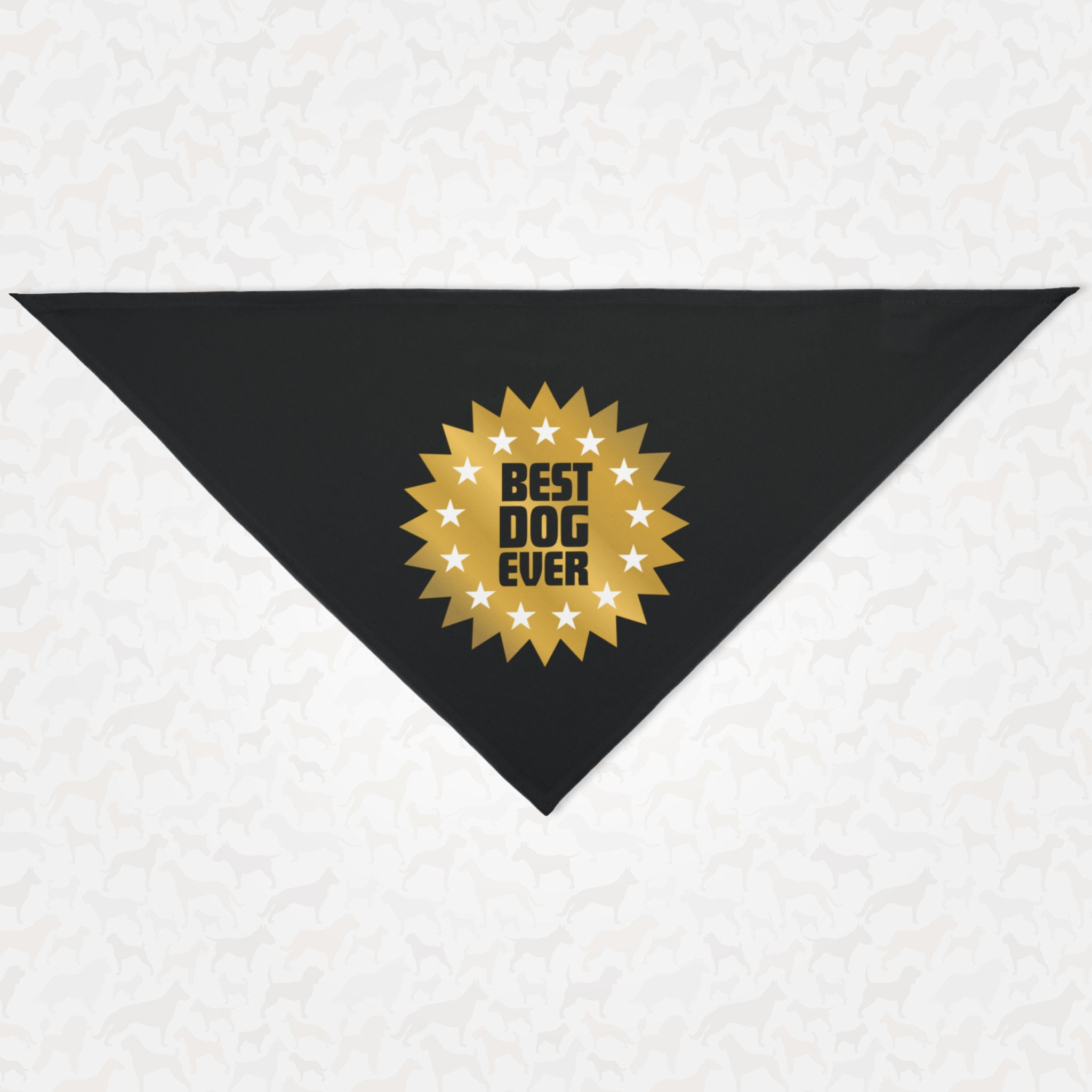 Cute black dog bandana with Best Dog Ever slogan printed on it.