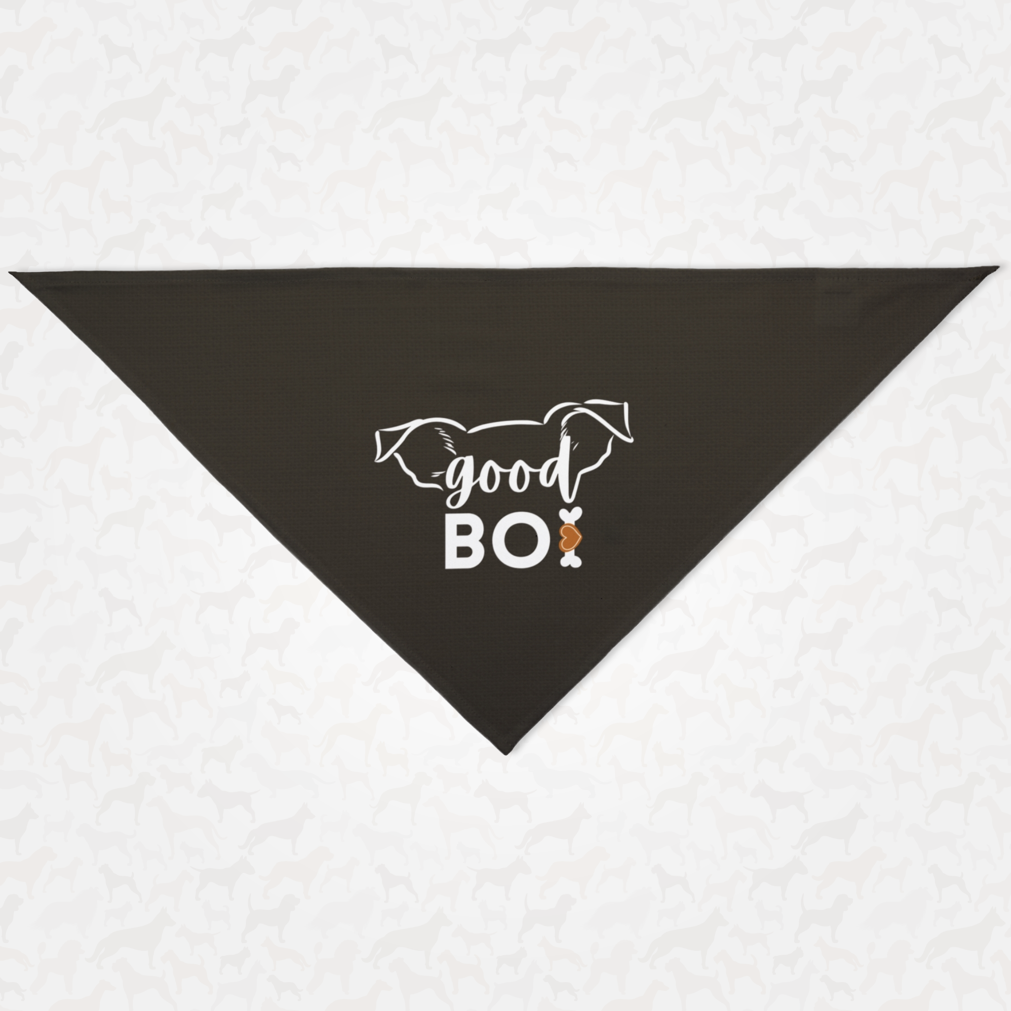 Cute linen style print dog bandana saying Good Boi.