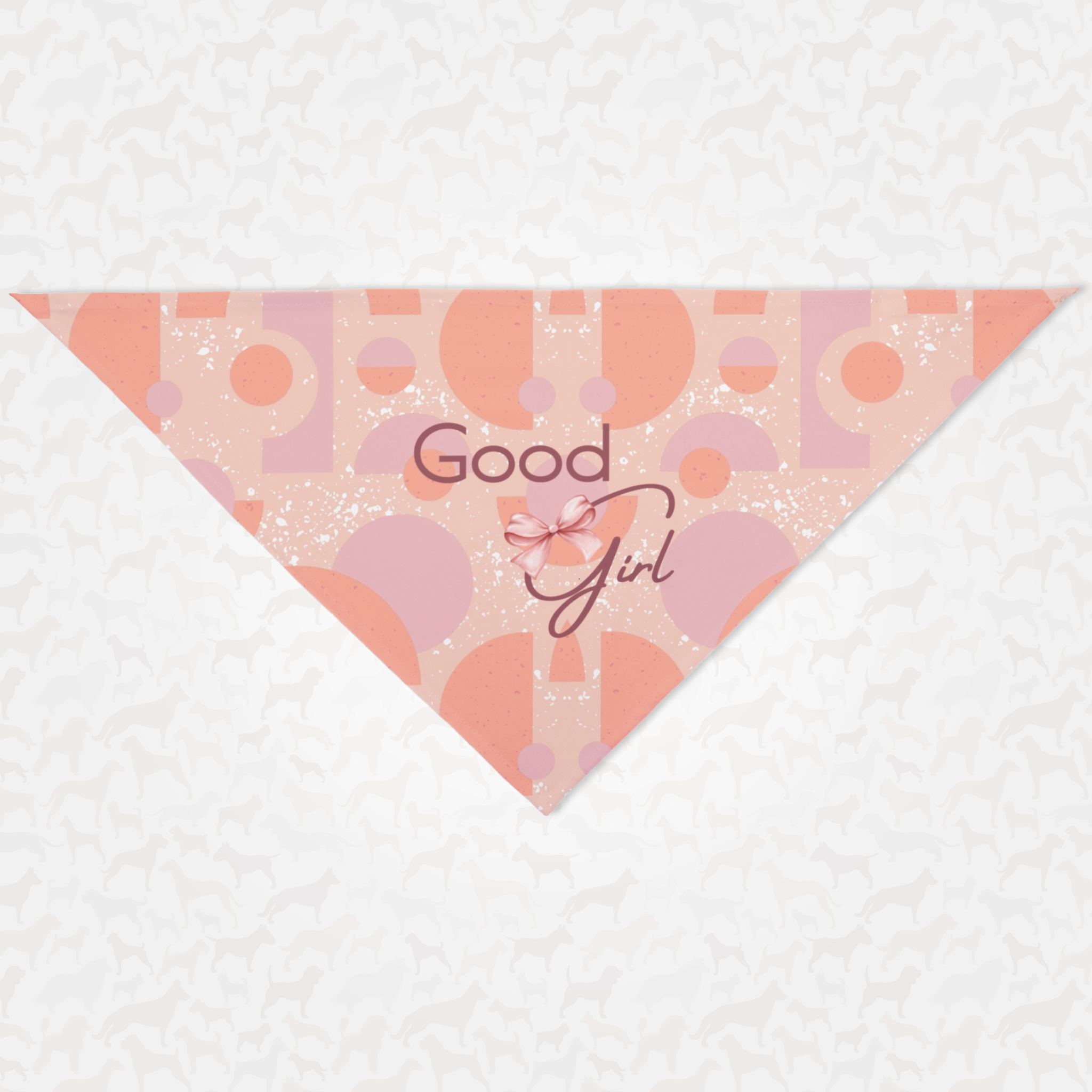 Cute pink pattern dog bandana saying Good Girl.