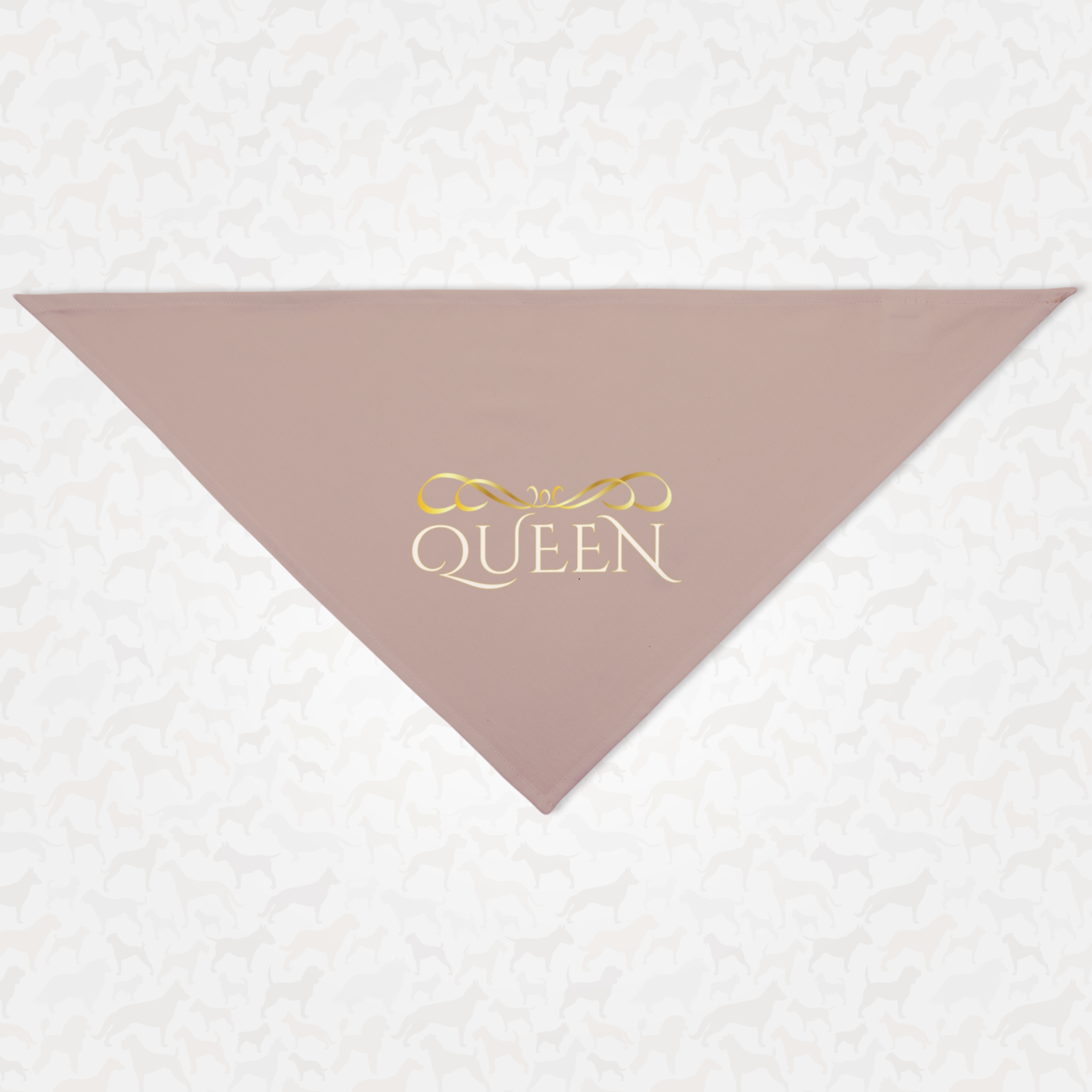 Royal pink dog bandana with "Queen" slogan.