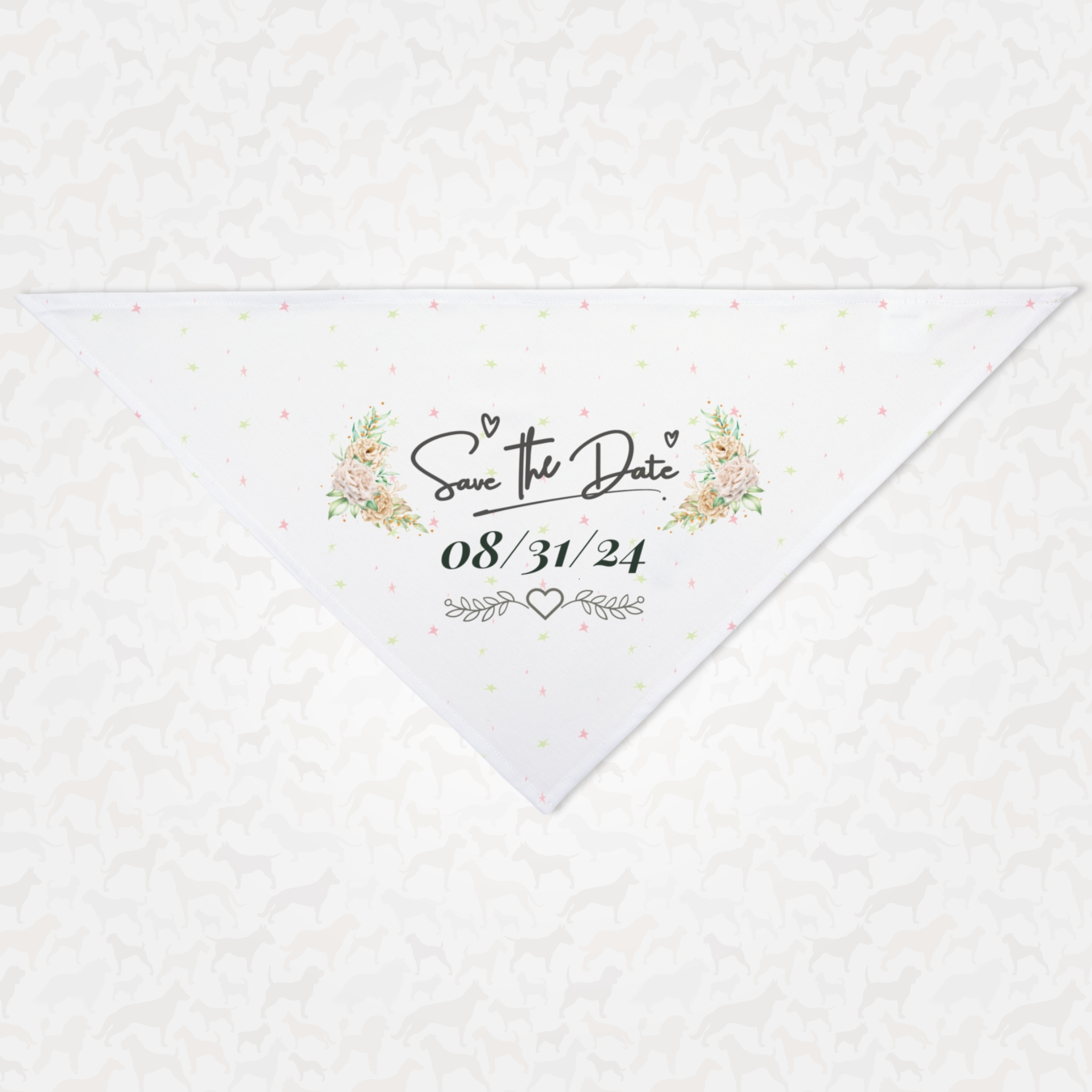 Save The Date personalized wedding dog bandana.