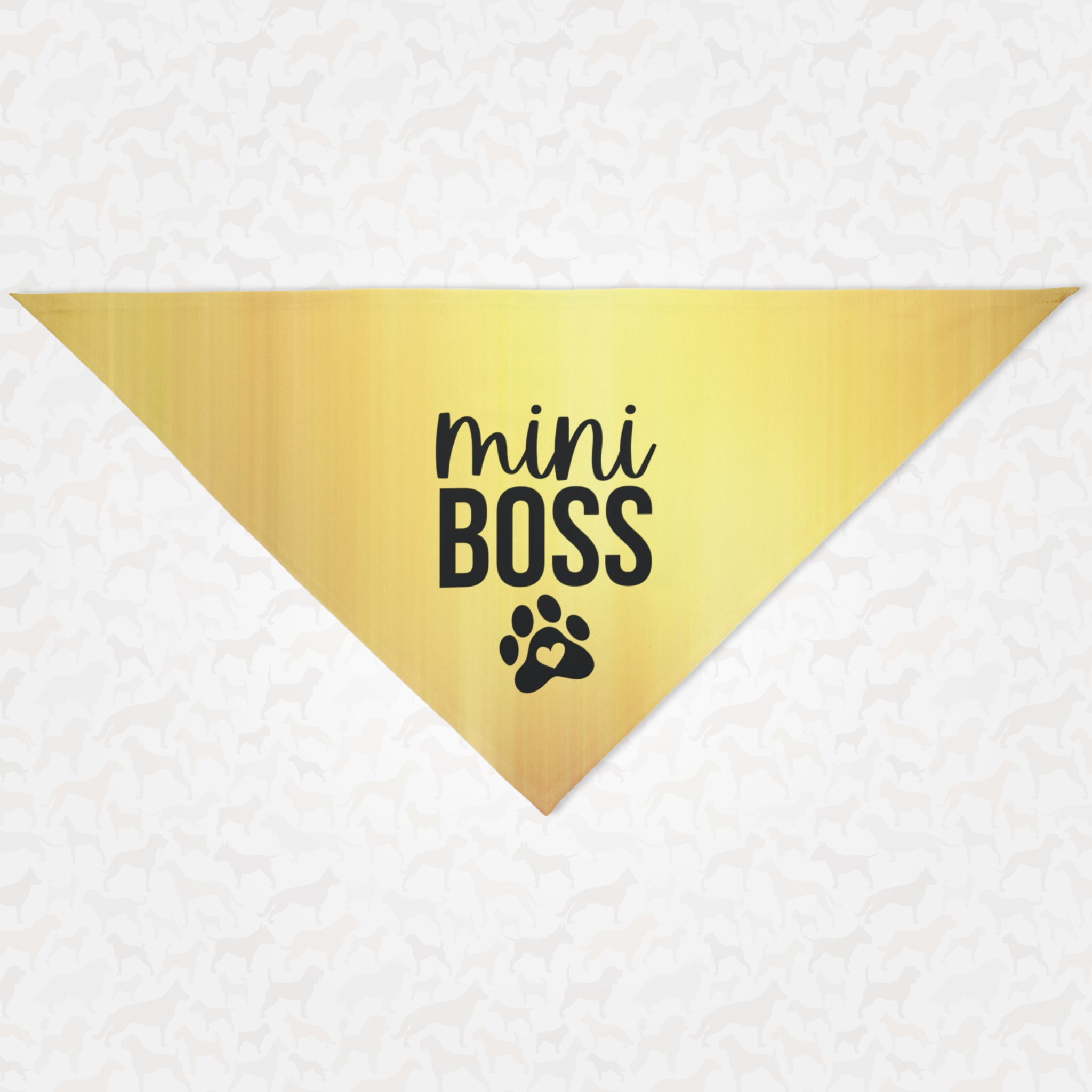 Yellow dog bandana saying Mini Boss.